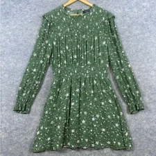 Doe & Rae Floral Print Dress Size L Green Long Sleeve Prairie Cottagecore A-line
