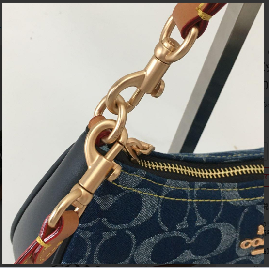 COACH CAF82 Teri Shoulder Bag Signature Denim Blue Vachetta