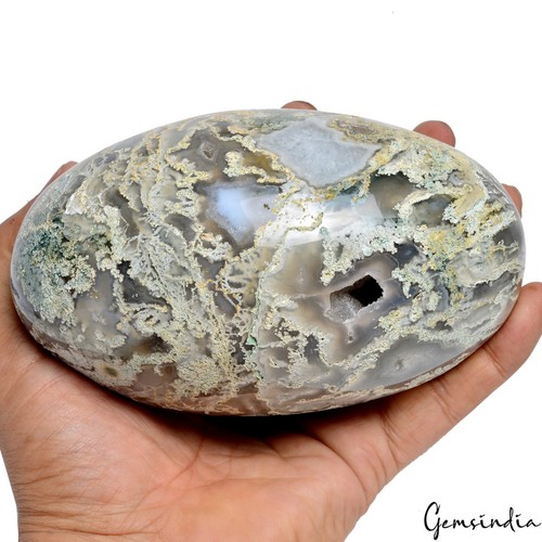 1.1 Kg Natural Dendrite Moss Agate Druzy Crystal Egg Geode Specimen Reiki Decor - Picture 7 of 9
