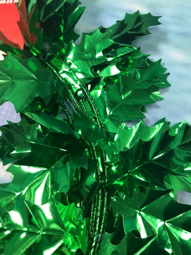 2PK 26ft/8m Totale Natale Agrifoglio Grande Foglia FiloTinsel Ghirlanda Decorazione Albero - Foto 3 di 6
