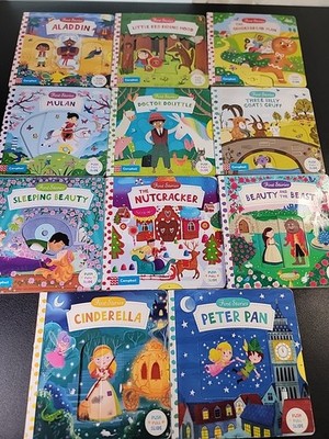 11 Campbell First Stories Books Push Pull Slide Peter Pan Cinderella Mulan 