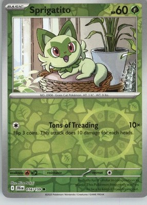 Sprigatito 016/159 Common Journey Together Pokemon Reverse Holo Near Mint