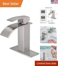 Bathroom Faucets Brushed Nickel Waterfall Bathroom Sink Faucet Modern Single ...