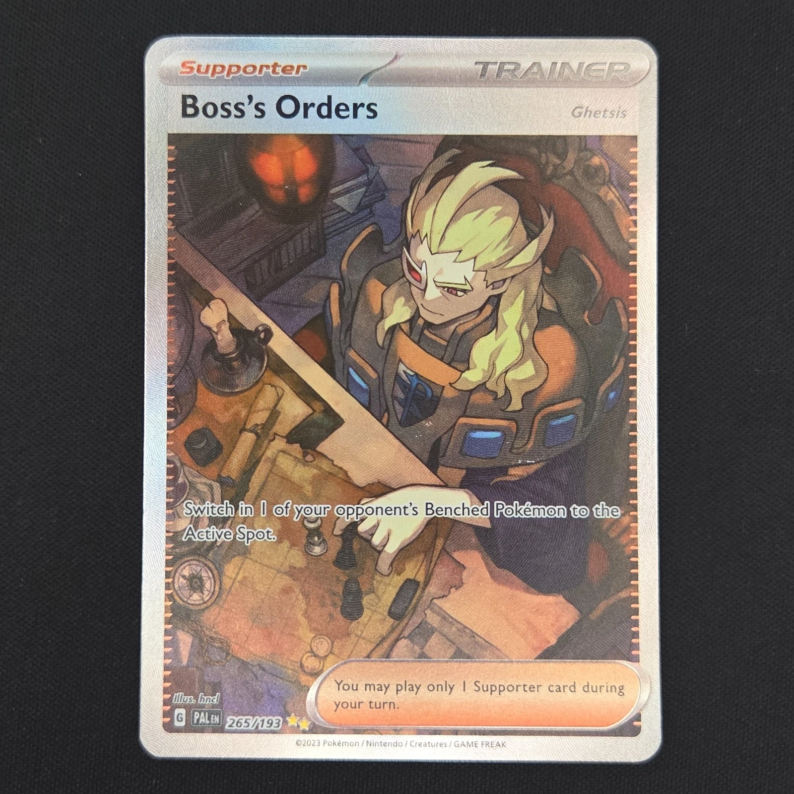 Pokémon TCG Card Boss's Orders 265/193 Paldea Evolved Special Illustration - MP