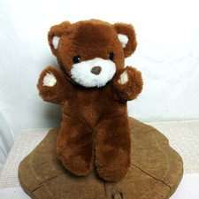 Vintage 1984 Teddy Puffy Bear Plush Chocolate Brown Tiny Small Stuffed Animal 8"