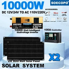 10000W Solar Kit | w/ Efficient Inverter, 2pcs Solar Panels, 100A Controller