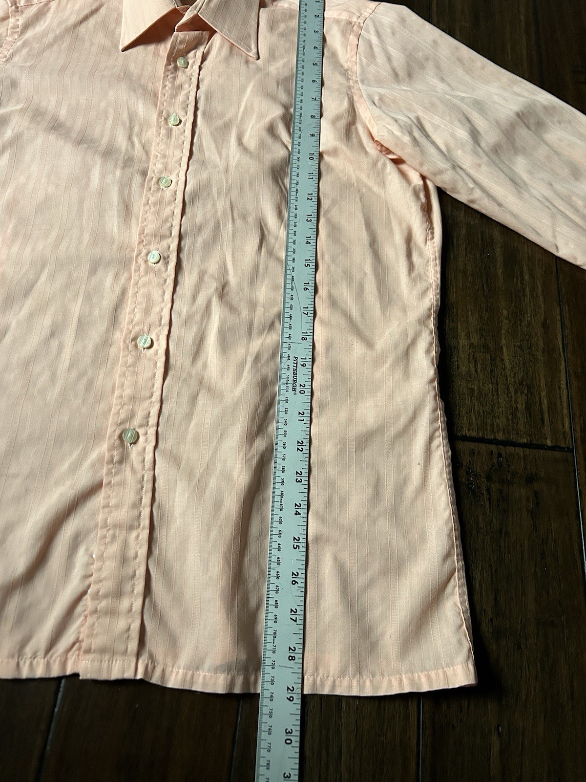 Camicia elegante rosa gessato vintage Yves Saint Laurent uomo taglia 16 32 33