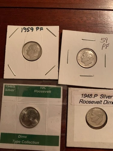 Silver Roosevelt dimes lot of 4 - proof