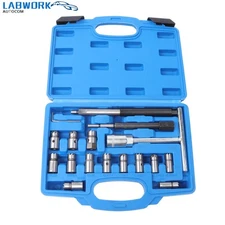 17 PCS Diesel Injector Cleaner Clean Carbon Remover Seat Cutter Cutting Tool Set
