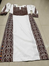 Vintage Palestinian Handmade Stitches Embroidery Fabric Wedding Dress Thoub