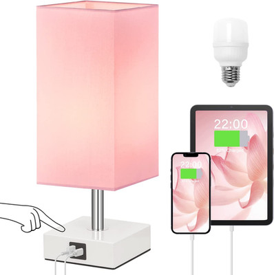 Touch Control Table Lamp with 2 USB Charging Ports, 3 Way Touch Lamps beside Des