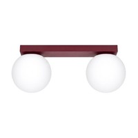 Deckenlampe Glas Stahl Burgund 2-Flammig Blendarm G9 L:34.5Cm Deckenleuchte Flur