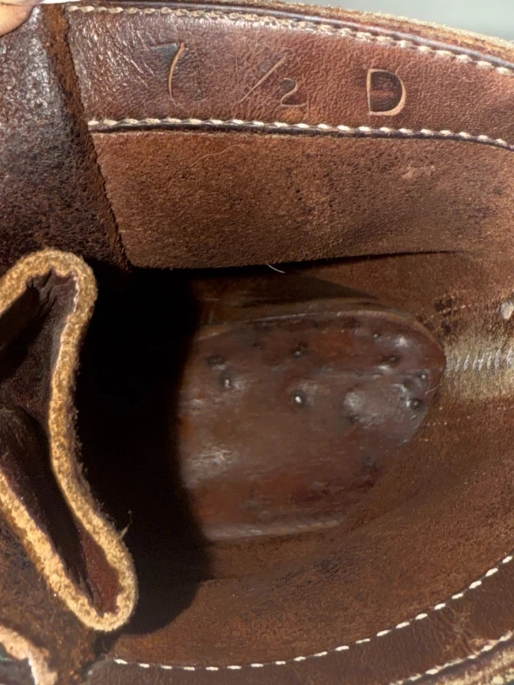 Botas de trabajo de colección blancas Mula de cuero marrón leñador empaquetador para hombre 7,5 D Foto 4 de 4