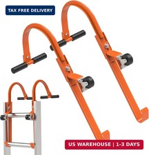 2 Pack Ladder Roof Hook with Wheel Heavy Duty Steel Ladder Stabilizer, Roof R...