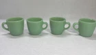 4 Fire King Oven Ware Jadeite Thick Green Glass Vintage Coffee Cup C Handle