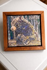 Framed Bear Art Print Rustic Woodland Wall Decor