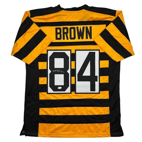 Autographed/Signed Antonio Brown Pittsburgh Bumble Bee Football Jersey JSA COA