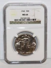 1942 Walking Liberty Half Dollar - Certified By NGC MS64 50c Graded MS 64