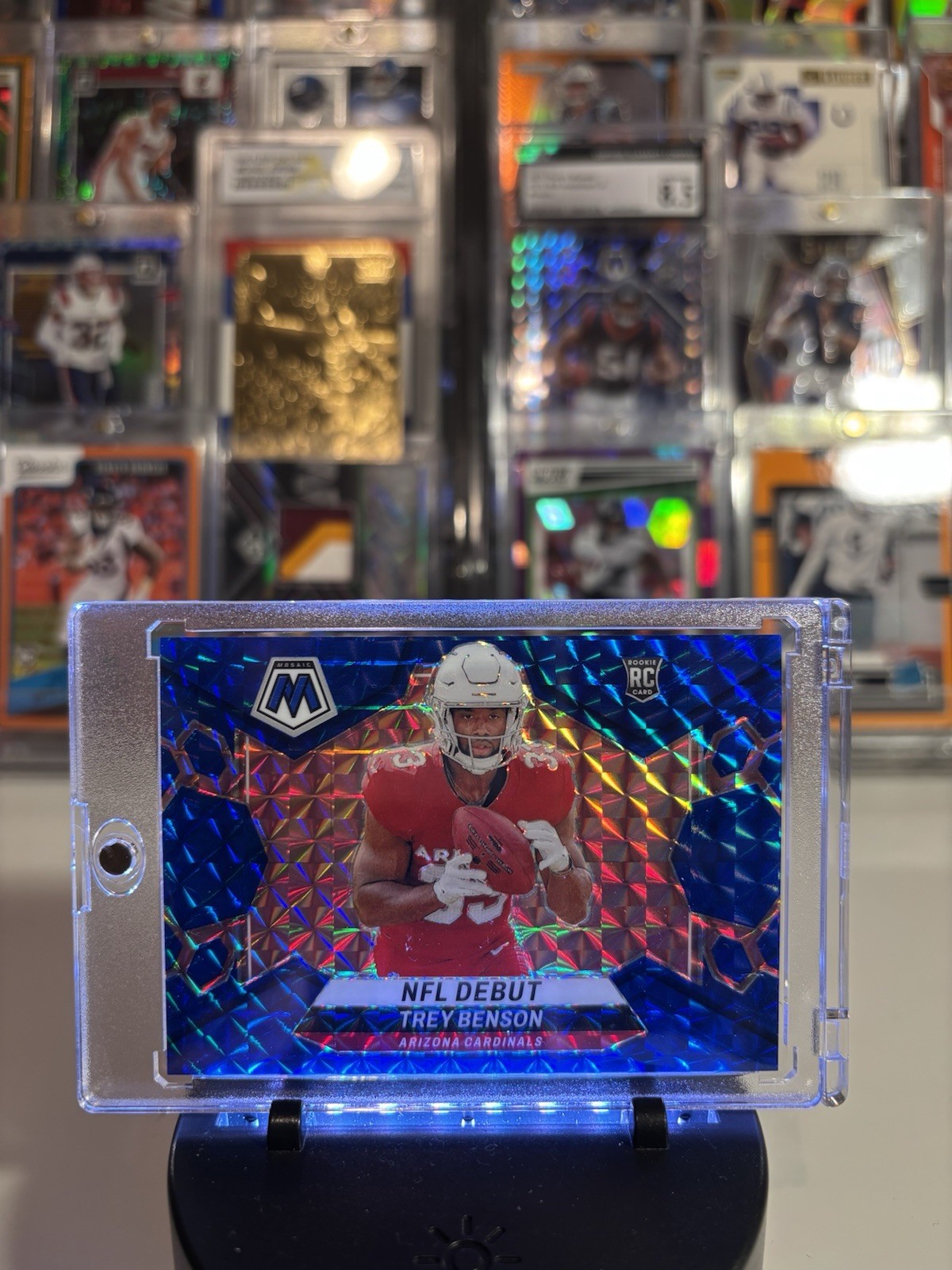 2024 Panini Mosaic - NFL Debut Trey Benson #277 Blue Mosaic Prizm /99 (RC)