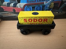 Thomas Train Wooden Black Cargo Car  Factory Error Sodor Cargo Co. Cargo 