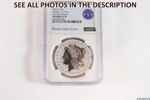 NobleSpirit LB) 2022 Fiji Morgan Silver Dollar CC Privy 1st Day NGC Reverse PF70