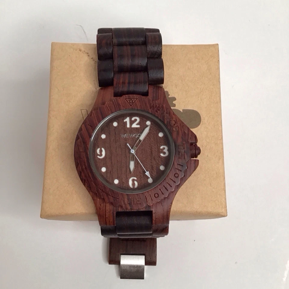 WEWOOD Wrist Watch Alpha Army Beige Natural Wood With Box - image 2 of 4