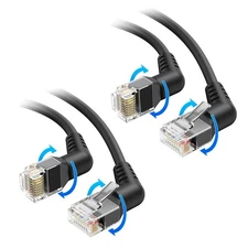 Cable Matters 2-Pack 1ft Cat6 Ethernet Cable 10Gbps Rotatable Right Angle Black