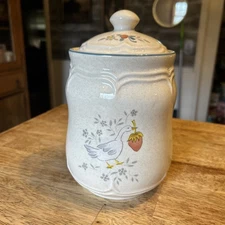 VINTAGE Marmalade Goose Ribbon Fruit 8" Tall Storage Canister Kitchen