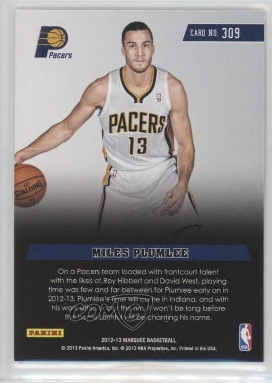 2012-13 Panini Marquee Miles Plumlee #309 Rookie RC - Image 2 of 2