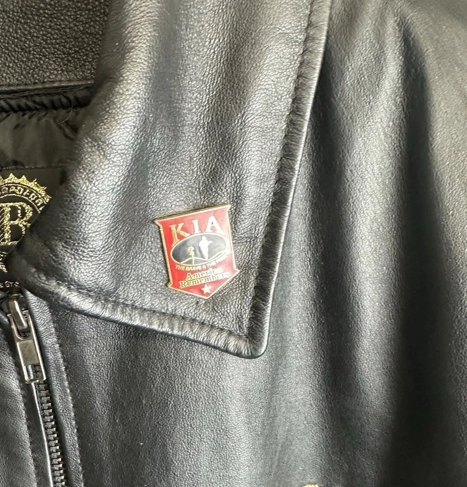 Chaqueta de bombardero de cuero para hombre The Bradford Exchange Marine Corps Art talla grande  Foto 4 de 4