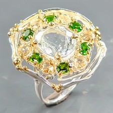 Vintage ring Natural Aquamarine Ring 925 Sterling Silver Size 8.5 /R442212