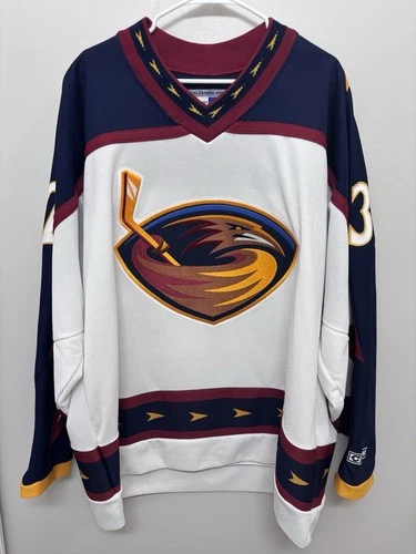 CCM Atlanta Thrashers Kari Lehtonen  32 Autographed XL White/Blue Hockey Jersey
