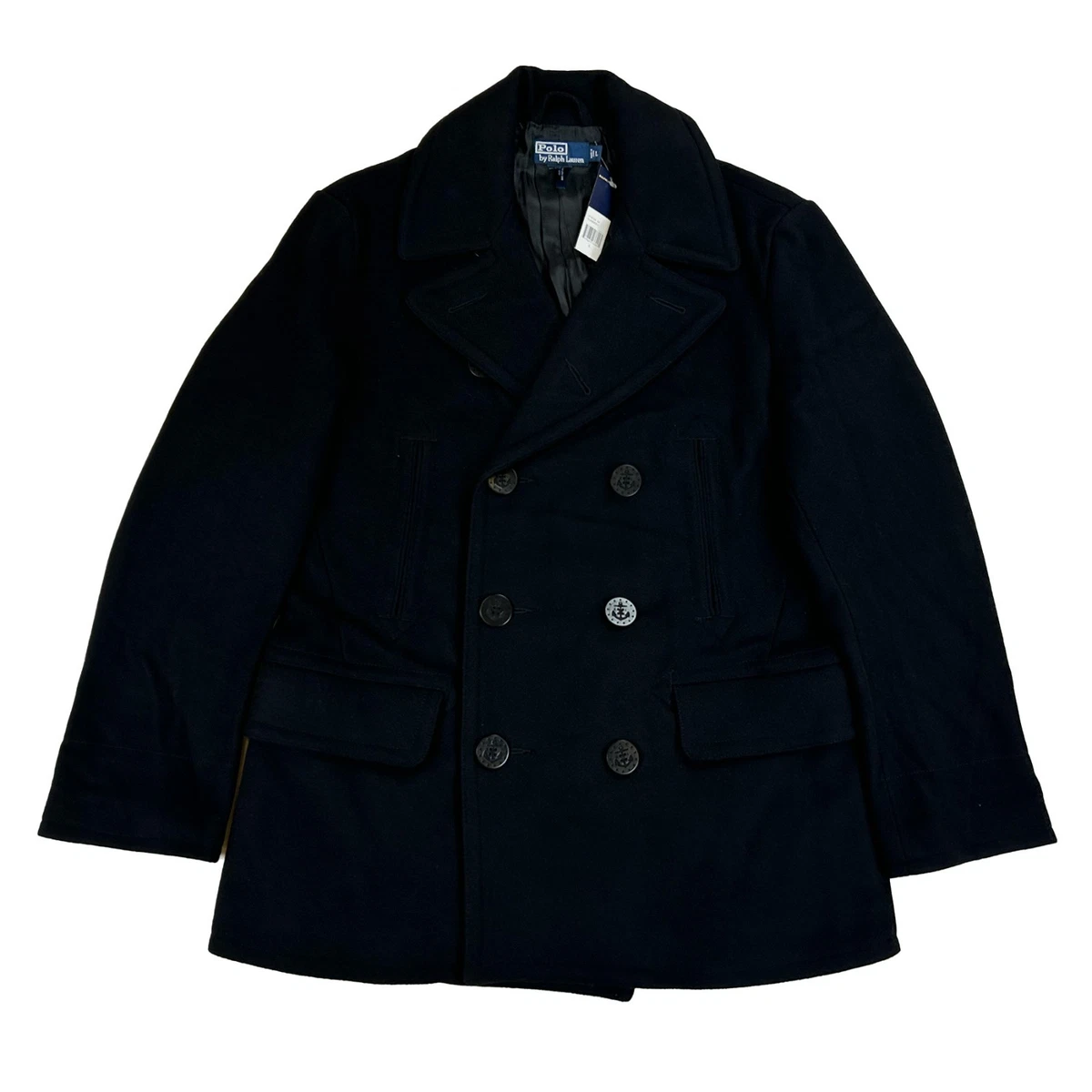 美品POLO Ralph Lauren Black Watch Pea Coat Polo Ralph Lauren Pea Coat Black Coats, Jackets & Vests for Men