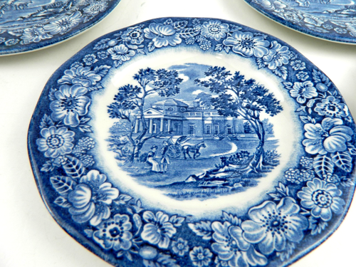 LIBERTY BLUE MONTICELLO BREAD PLATES (7) STAFFORDSHIRE IRONSTONE, ABOUT 5 3/4" - Picture 2 of 8