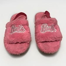 Barbie Pink Slip-On Slippers with Elastic Back Girls Size 3
