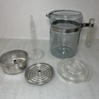 Vtg Pyrex Blue Tint Flameware Glass Percolator Coffee Pot 6 Cup #7826-B Complete