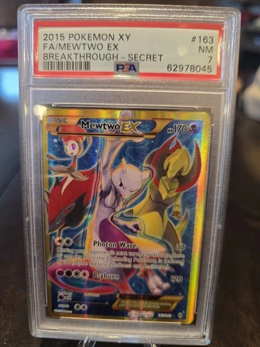 Pokémon TCG Mewtwo EX 163/162 XY: Breakthrough Secret Rare Full Art Holo PSA 7