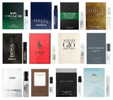 12 Designer Fragrance Sample for Men Cologne Vial in Organza Bag Travel Friendly