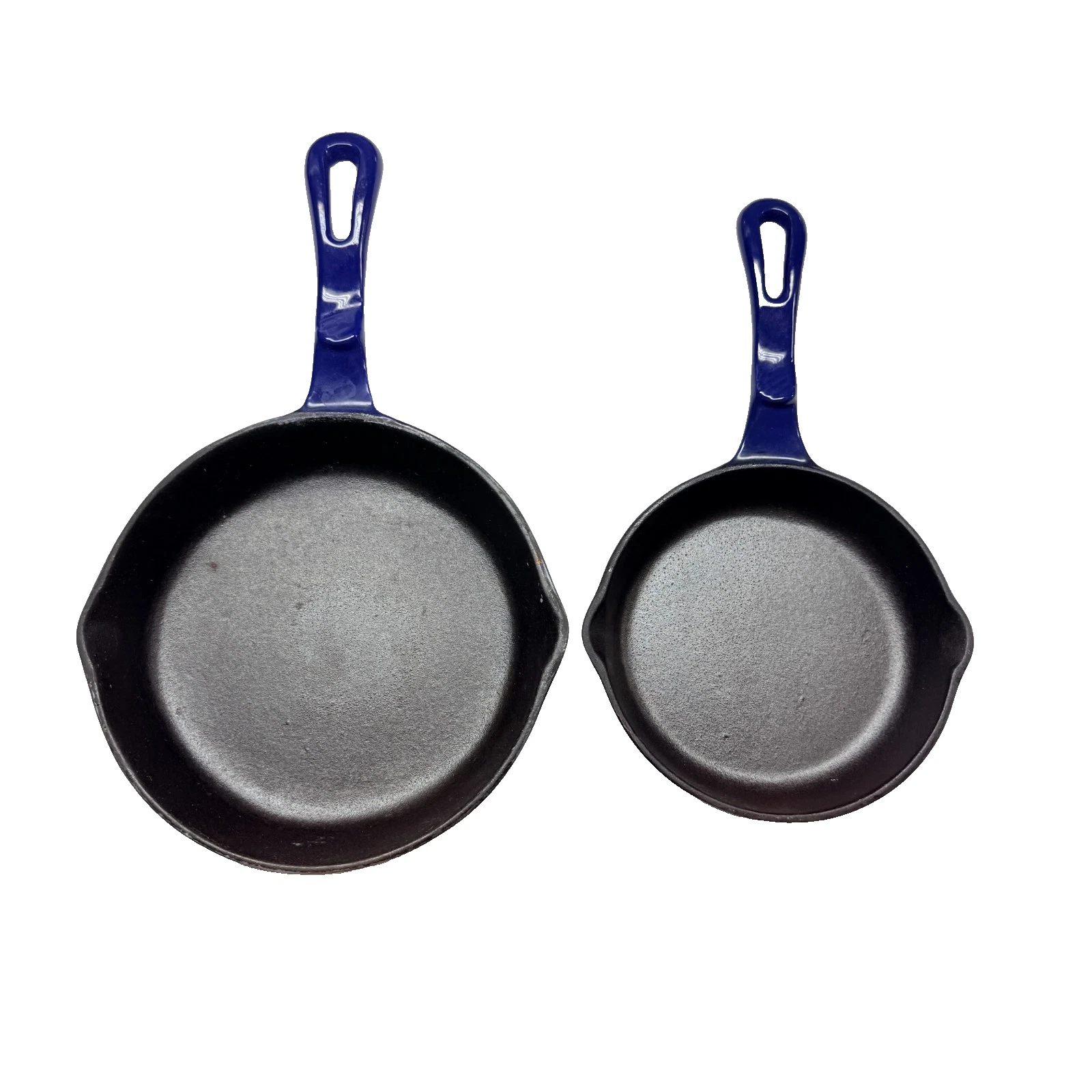 Blue Cast Iron Skillet Set of 2