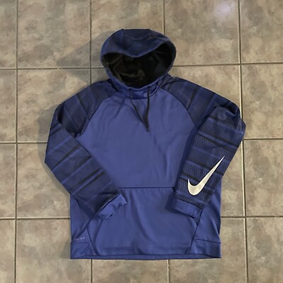 NIKE Tri-Flow Dri-Fit Hoodie Adult XL Blue Fleece Hooded Sweatshirt High Neck