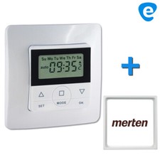 Zeitschaltuhr Timer Uhr CasaSpirit für Rolladen Jalousie + MERTEN Zwischenrahmen