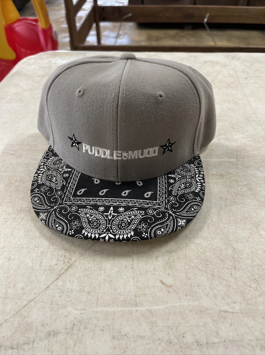 Puddle Of Mud Band hat Cap Snap Back Flat Bill Grey /black Bandana Print Hat  | eBay