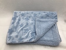 SL Home Fashions Blue Star Plush Baby Blanket Lovey Sherpa Velour Stars Security