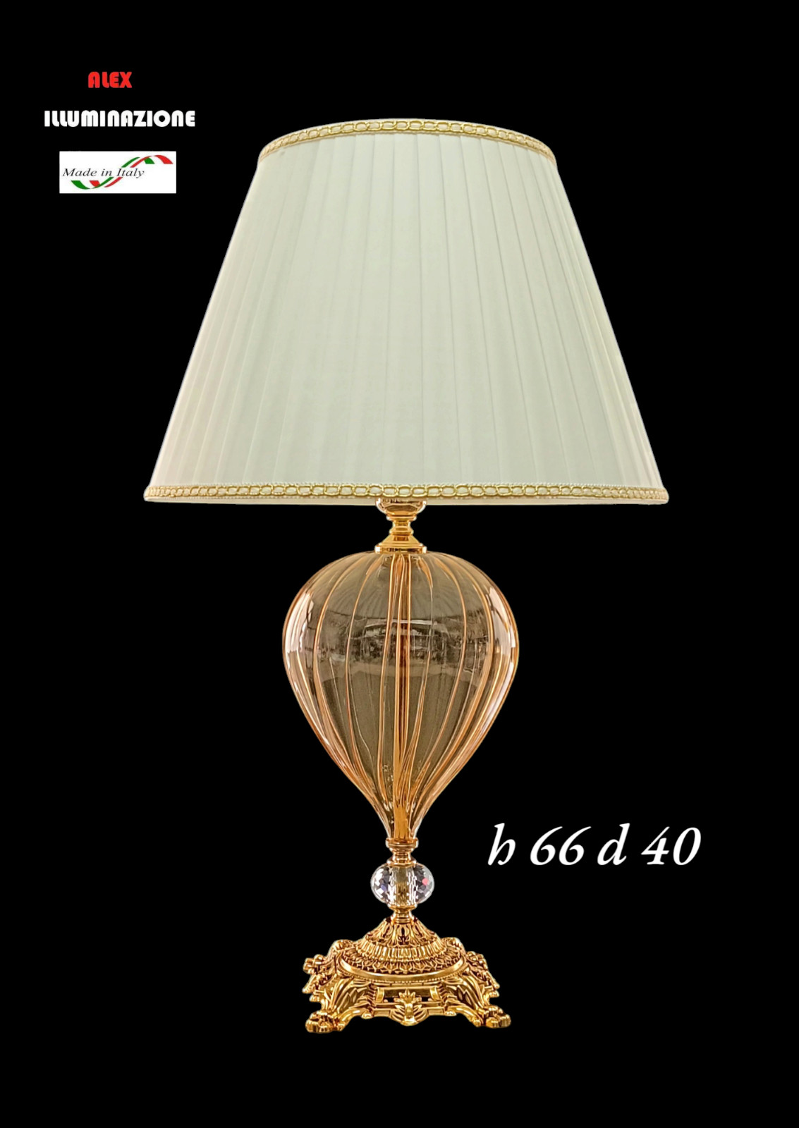 Lampada Elegante Domus Vetro Ambra Oro Francese - Illuminazione d'Autore - 4
