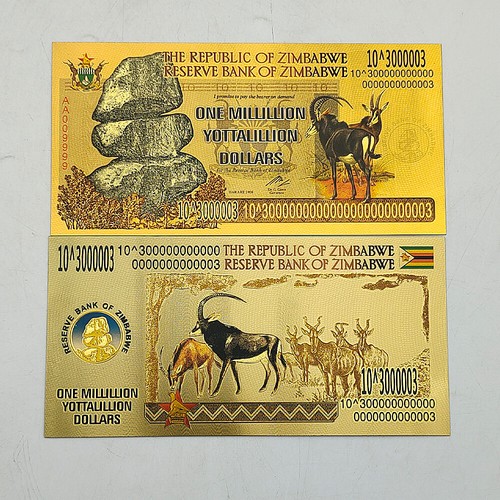 Zimbabwe 19pcs/set Gold/Silver Foil Banknotes in Envelope Collectibles UV Bills - Picture 14 of 24