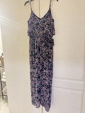 Express Dress Maxi Floral Black Spaghetti Strap Ruffled Summer size Med