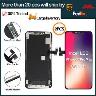 2Pack Incell LCD Touch Screen Digitizer For iPhone 11 Pro Max 6.5'' Wholesale Lot