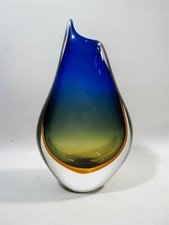Vtg Italian Murano Glass Sommerso Teardrop 12  Vase Seguso Onesto Era