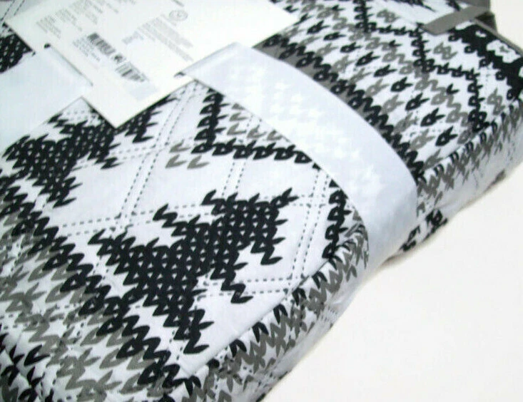 Edredón reversible Martha Stewart gris negro Fair Isle Full Queen 2 fundas estándar Foto 4 de 4