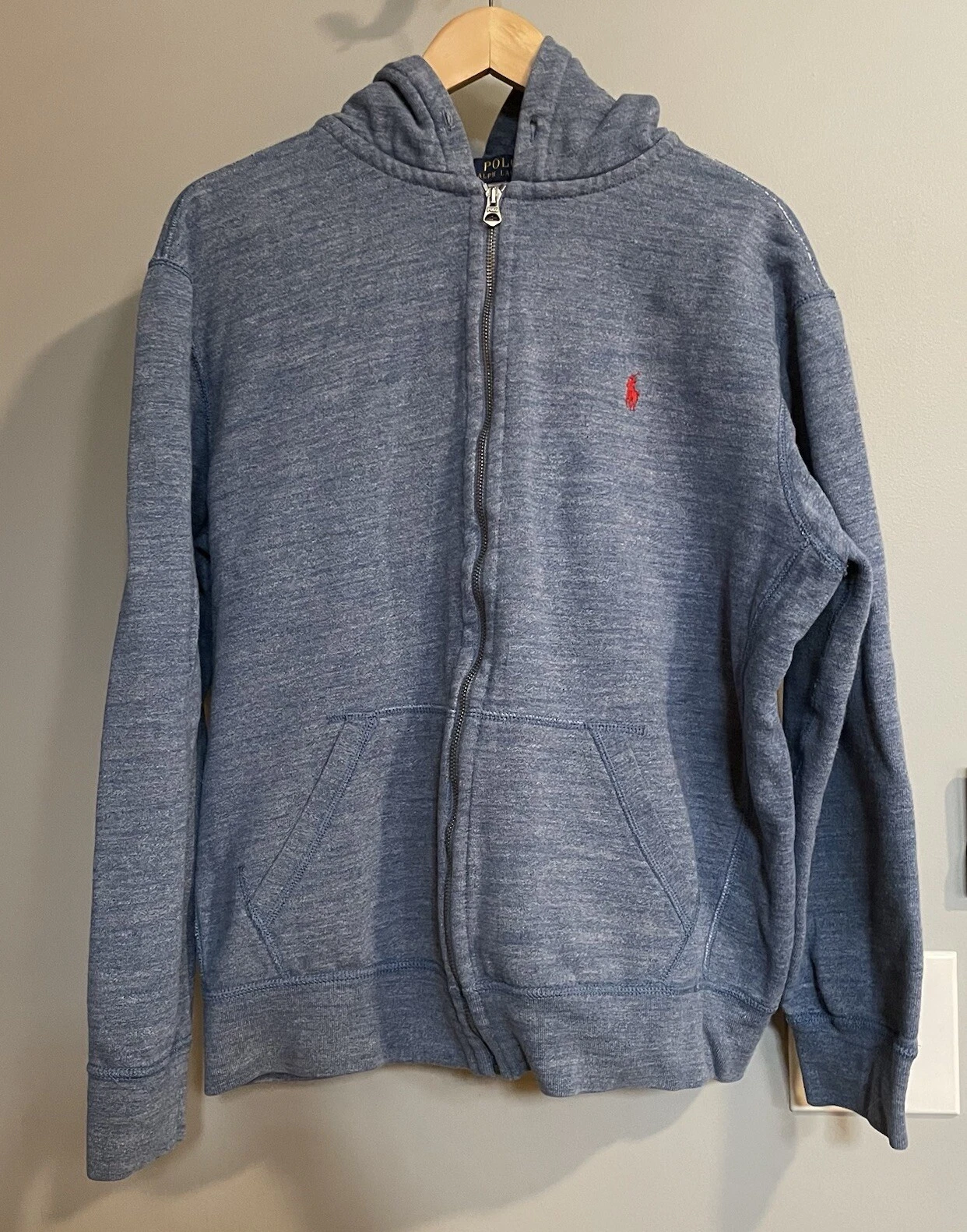 Polo Ralph Lauren Hoodie Zip Up Jacket Waffle Knit Thermal Hood Lining XL